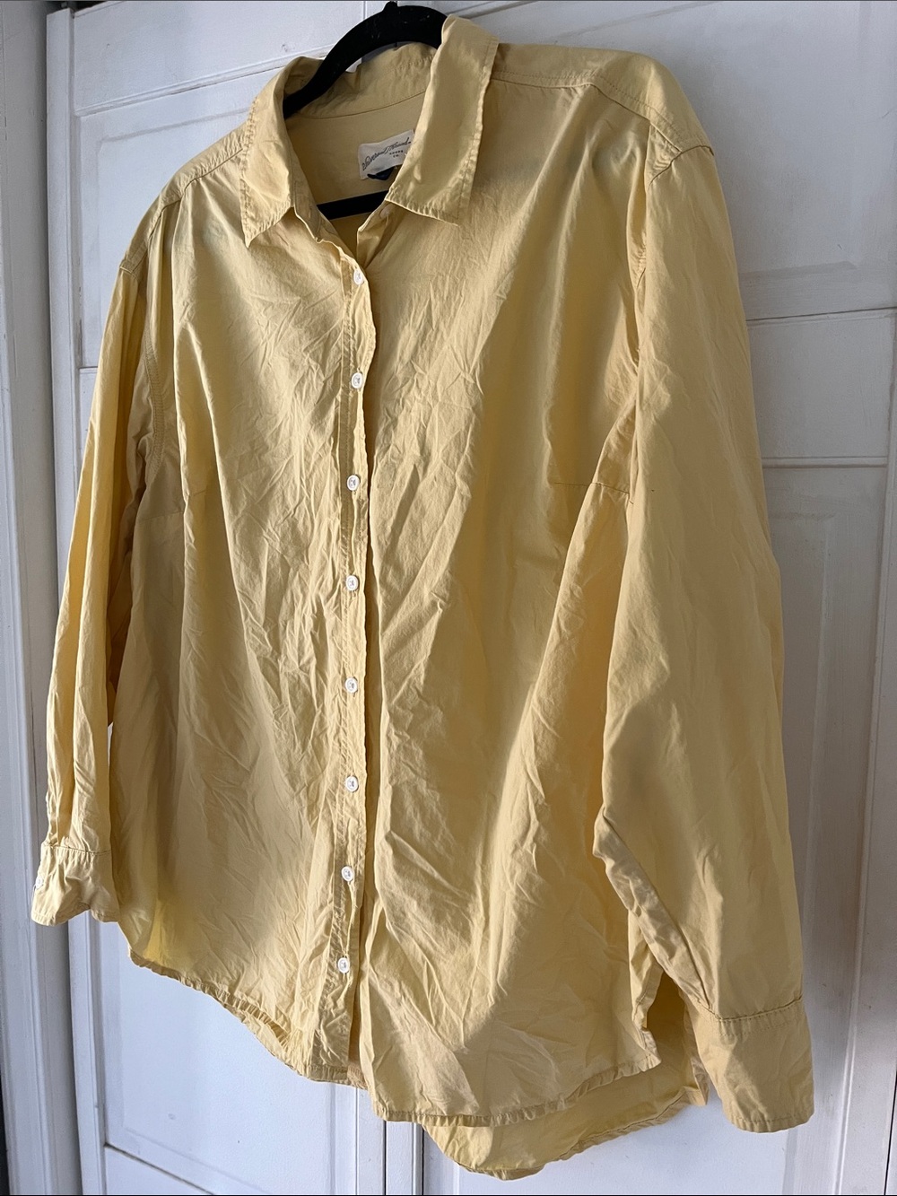 100% Cotton Universal Thread Butter Yellow Oversized Button-Down Shirt, XXL